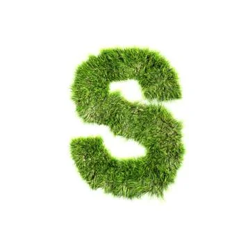3d grass letter isolated on white background - S Stock Illustration