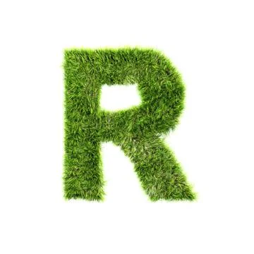 3d grass letter isolated on white background - R Stock-Illustration