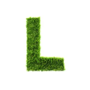 3d grass letter isolated on white background - L Stock Illustration