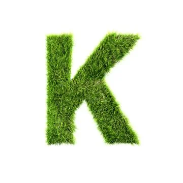 3d grass letter isolated on white background - K Stock-Illustration