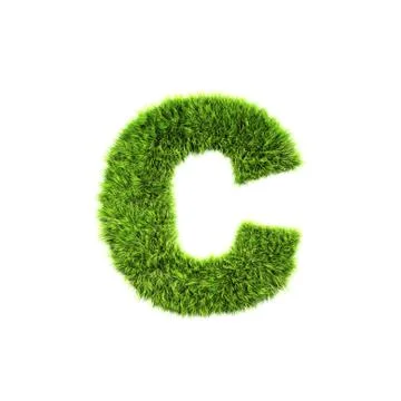 3d grass letter isolated on white background - c Stock Illustration