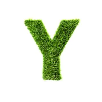 3d grass letter isolated on white background - Y Stock-Illustration