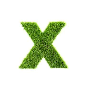 3d grass letter isolated on white background - x Stock Illustration