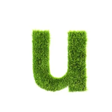 3d grass letter isolated on white background - u Stock Illustration