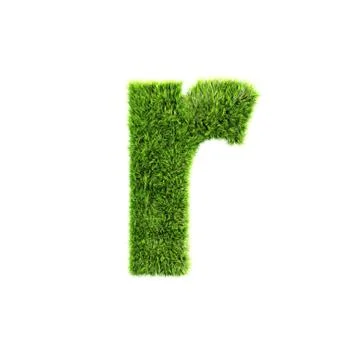 3d grass letter isolated on white background - r Stock Illustration