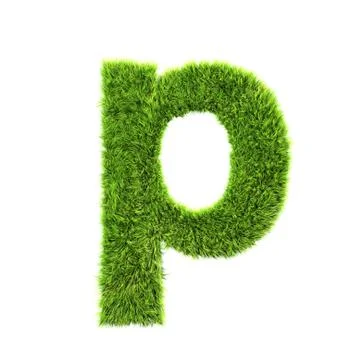 3d grass letter isolated on white background - p Stock Illustration