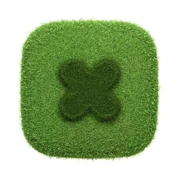 3D Grass Textured Cross Mark Icon Stock Illustration