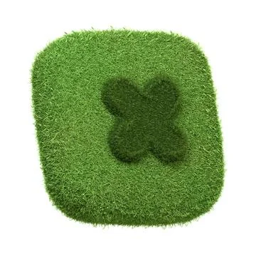 3D Grass Textured Cross Mark Icon Stock Illustration