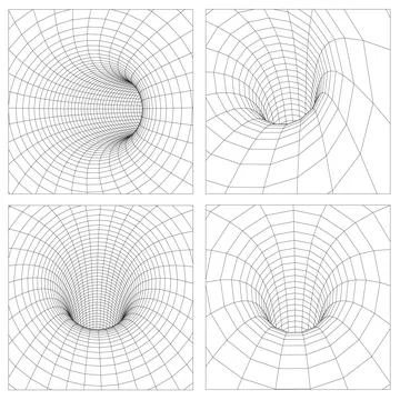 3d gravity quantum, vector wormhole illustration. Singularity abstract black Stock Illustration