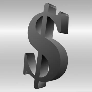 3D gray dollar symbol on gradient background vector Stock Illustration