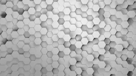 3D gray geometric hexagon abstract background. Moving wall. honeycombs Stock Footage 132720288