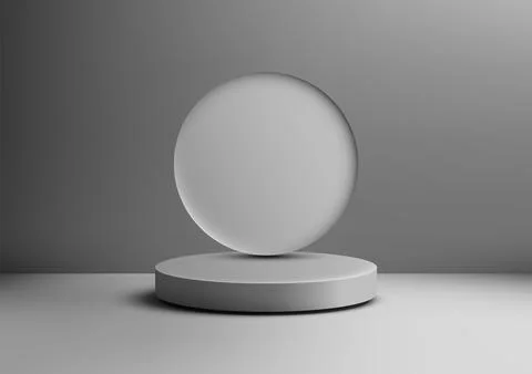 3D Gray Pedestal with Floating Circular Element, Minimalist Studio Backgrou.. Stock Illustration