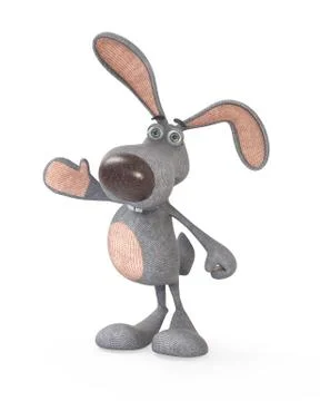 3d gray, plush hare Stock Illustration