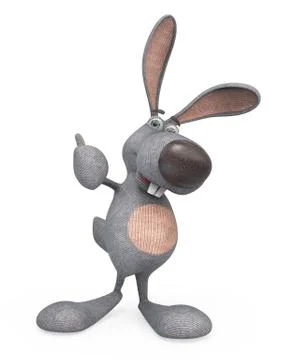 3d gray, plush hare Illustrazione stock