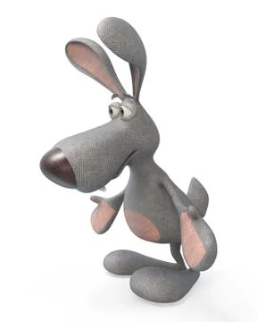 3d gray, plush hare Stock Illustration