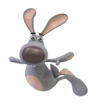 3d gray, plush hare Stock Illustration