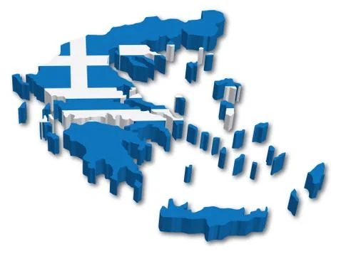 3D Greece Flag Map Stock Illustration