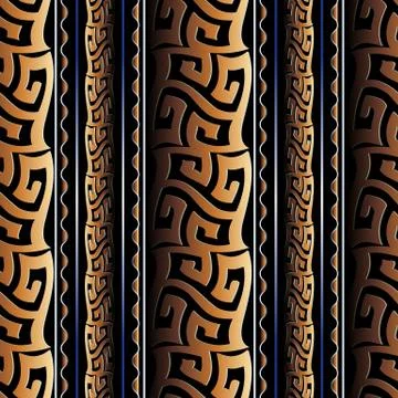 3d Greek meanders seamless pattern. Vector grecian striped background. イラスト素材