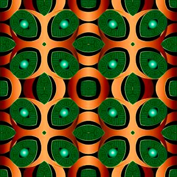 3d greek vector seamless pattern. Ornamental vector floral background. Repeat Illustrazione stock