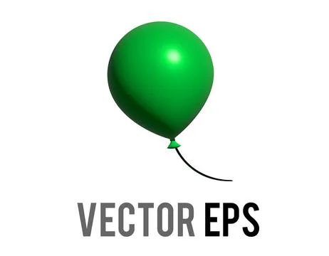 3D green air balloon on string icon, Christmas party, congratulations, cele.. Stock Illustration