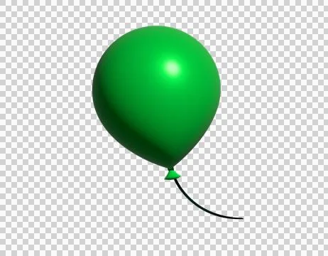 3D green air balloon on string icon 스톡 일러스트