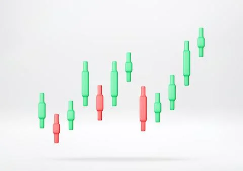 3D Green and red candlestick chart Illustrazione stock