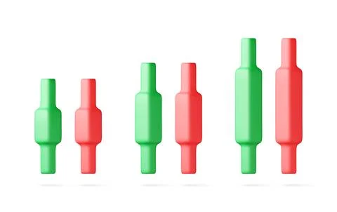 3D Green and red candlestick Illustrazione stock