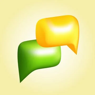 3d green and yellow bubble speeches vector illustration design. イラスト素材