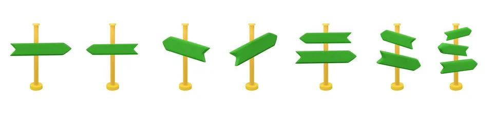 3D green arrows direction set. Vector stock illustration pack isolated on white Stock Illustration