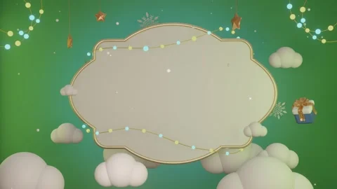 3D green background christmas or natal with minimalist whiteboard Stock Footage 257387664