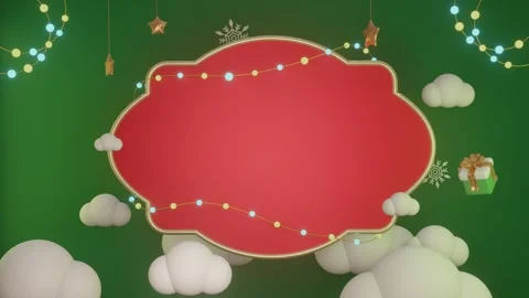 3D green background Christmas or natal with minimalist red board Stock Footage 257387747