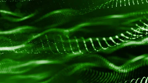 3d green background with fantastic luminous particles. Looped 3d animation with Stock Footage