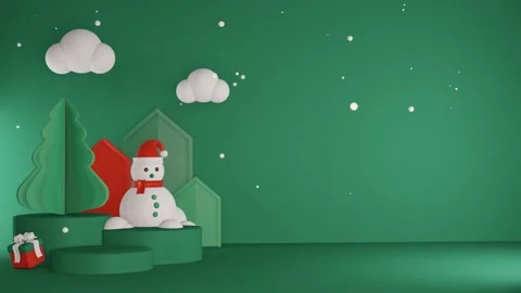 3D Green background natal and happy new years with green podium Stock Footage 257387686