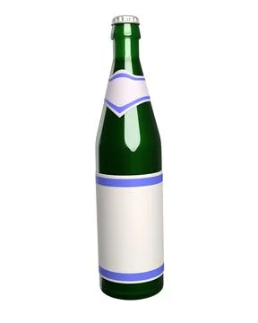 3d green beer bottle isolated on white background. 3d rendering Stock Illustration