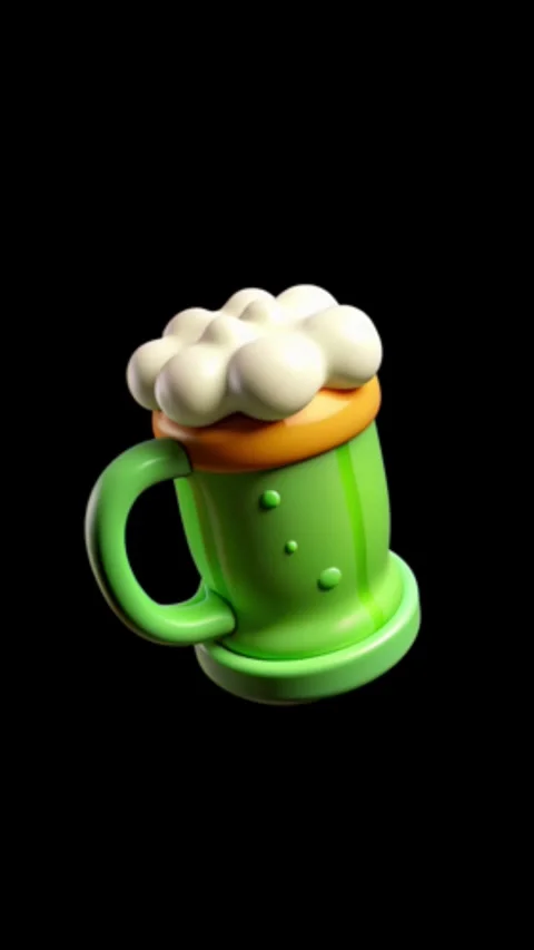 3D Green Beer Mug Vertical Foam Stock-Footage 344765222