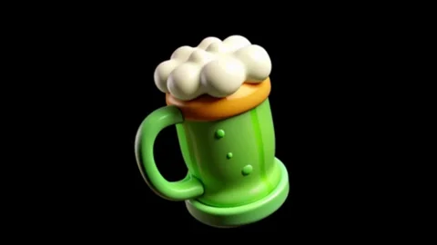 3D Green Beer Mug Widescreen Foam Stock-Footage 344765219