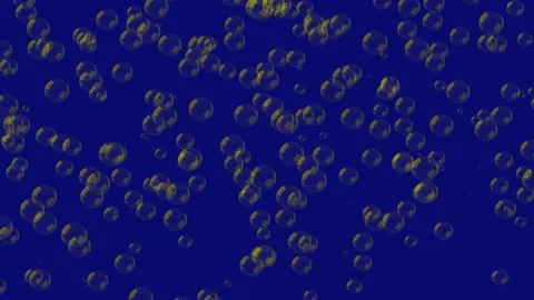 3D green bubbles constantly rise up on blue background 60fps. Abstract festive Video stock 235945837