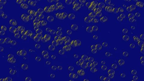 3D green bubbles constantly rise up on blue background. Abstract festive back Stock Illustration