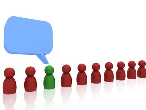 3d green character speaking Stock-Illustration