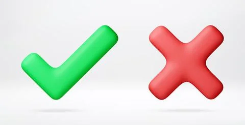 3D Green check mark and red cross mark. イラスト素材