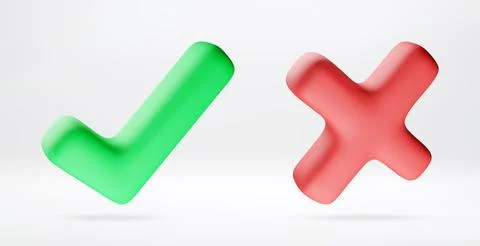 3D green check mark and red cross mark イラスト素材