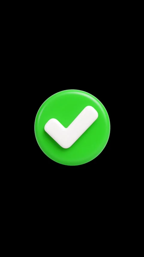 3D green check mark animation on black background Stock Footage 317312374