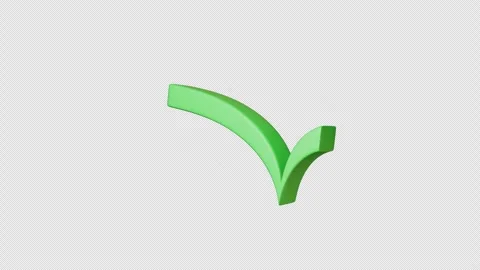 3D Green Check Mark Icon Rotating Loop on Alpha Channel Stock Footage 332490291