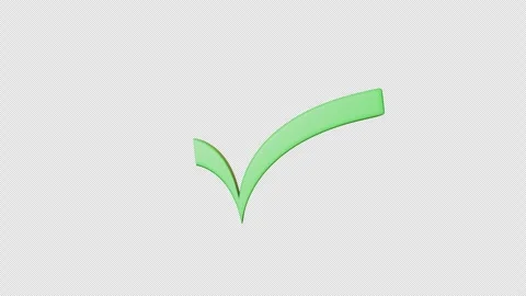 3D Green Check Mark Icon Scaling and Rising Up on Alpha Channel Stock Footage 332490295