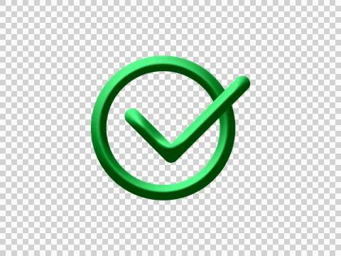 3D Green Check Mark Icon PNG Verified Symbol for Approval and Confirmation Stockillustratie