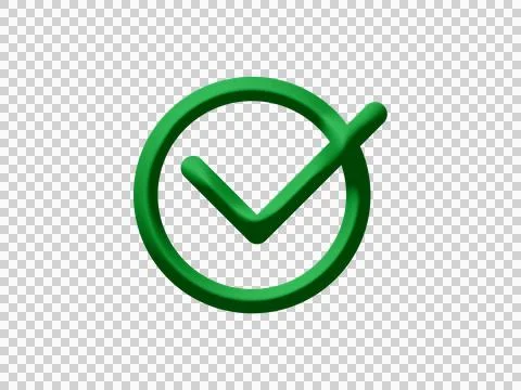 3D Green Check Mark Icon PNG Verified Symbol for Approval 库存插图