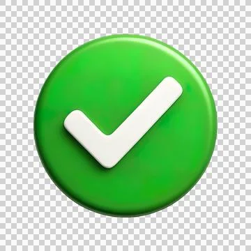 3D green check mark icon symbolizing approval, success and positive confirma Stock Illustration