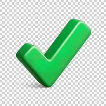 3D green check mark icon symbol representing success and approval Stock Illustration