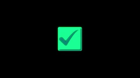 3D green check mark inside square with subtle glow on black. Check mark glo.. Stock Footage 337131090