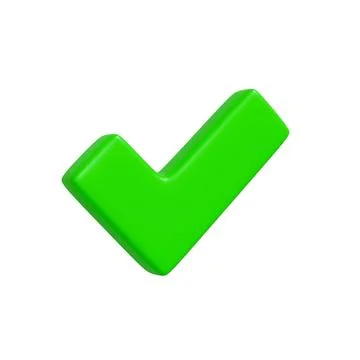 3D Green Check Mark Symbol Isolated on White Background Stock Illustration